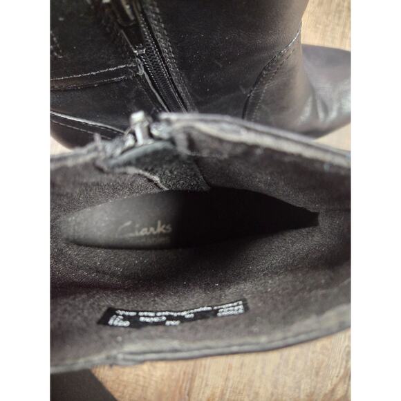 Clarks Dream Harmony Zip Ankle Black Leather Boots Shoes Size 7M Heel - Picture 7 of 8